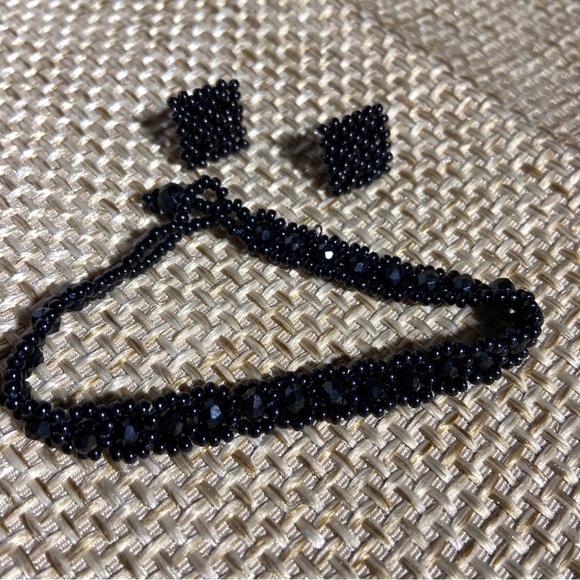 Huichol Jewelry 3 Pcs. Set, Handcrafted Mexican Artisan, Beads,Hippie,Boho,Black - Picture 4 of 8